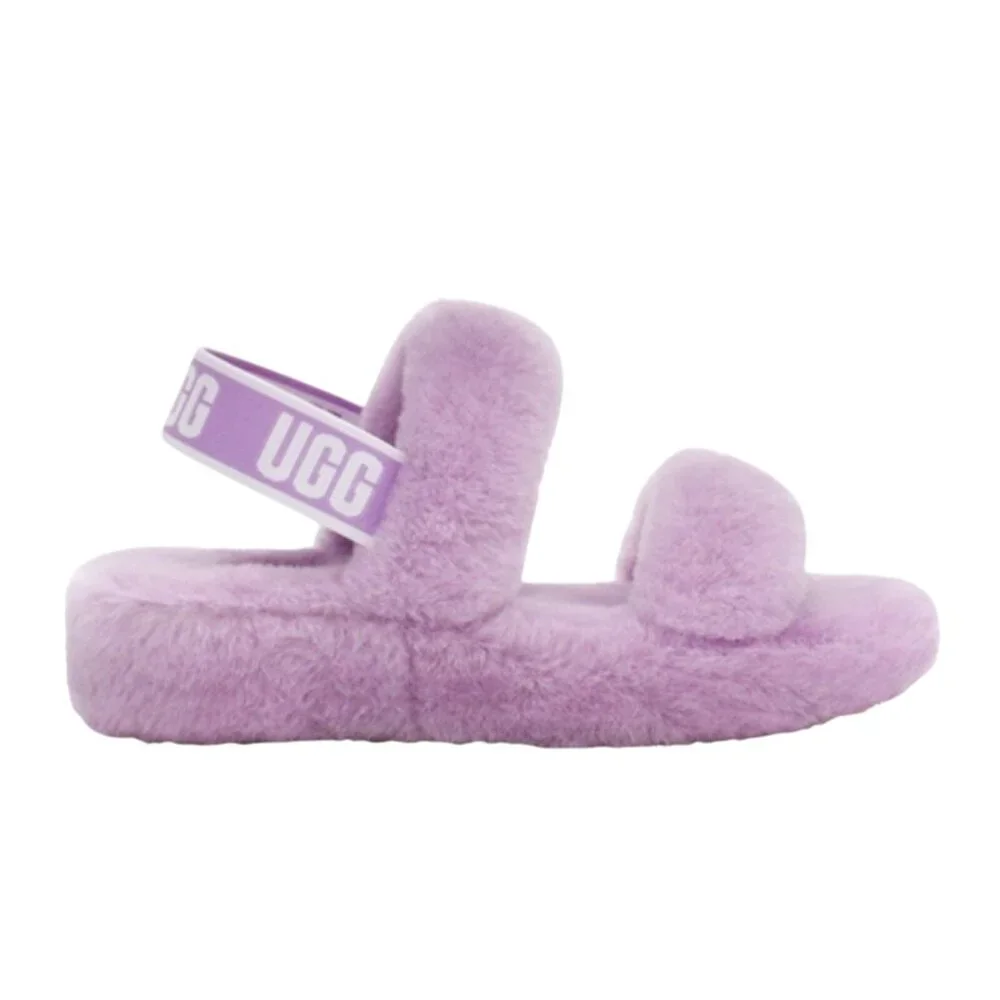New UGG 6 Slippers Oh Yeah Womans Double Strap Sheep Fur Sandal Open Toe Shoes